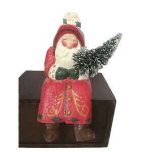 Vintage House of Hatten Signed D Calla 2000 Sitting Santa w/ Bottle Brush Tree